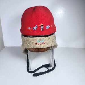 Inuk Fleece Hat with Ear Flaps Embroidered Native American Symbols Adult Small